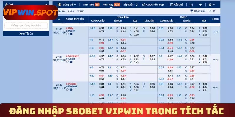 Đăng nhập Sbobet Vipwin trong tích tắc 