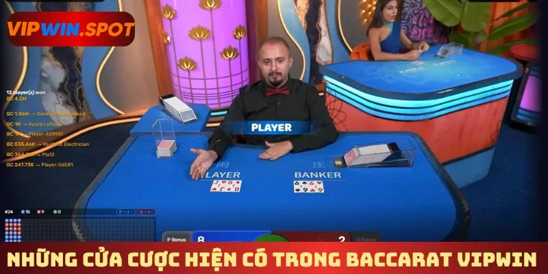 Những cửa cược hiện có trong baccarat Vipwin