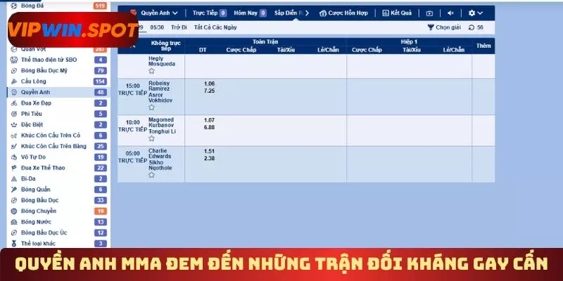 Quyền anh MMA đem đến những trận đối kháng gay cấn