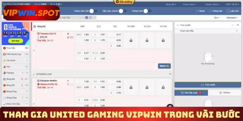 Tham gia United Gaming Vipwin trong vài bước