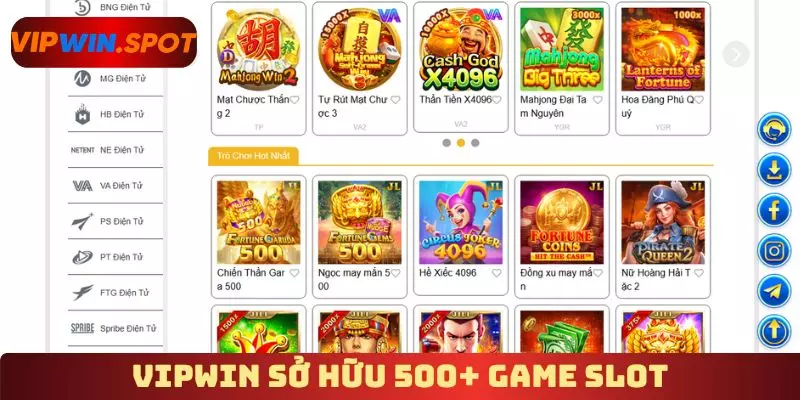Vipwin sở hữu 500+ game slot